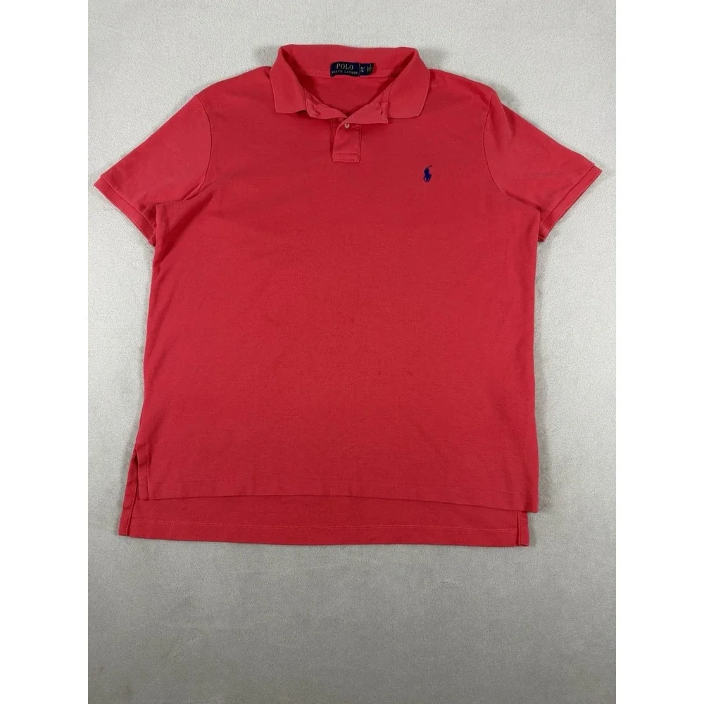 Polo Ralph Lauren Mens XL Pink Short Sleeve Iconic Mesh Pony Logo Polo Shirt XL